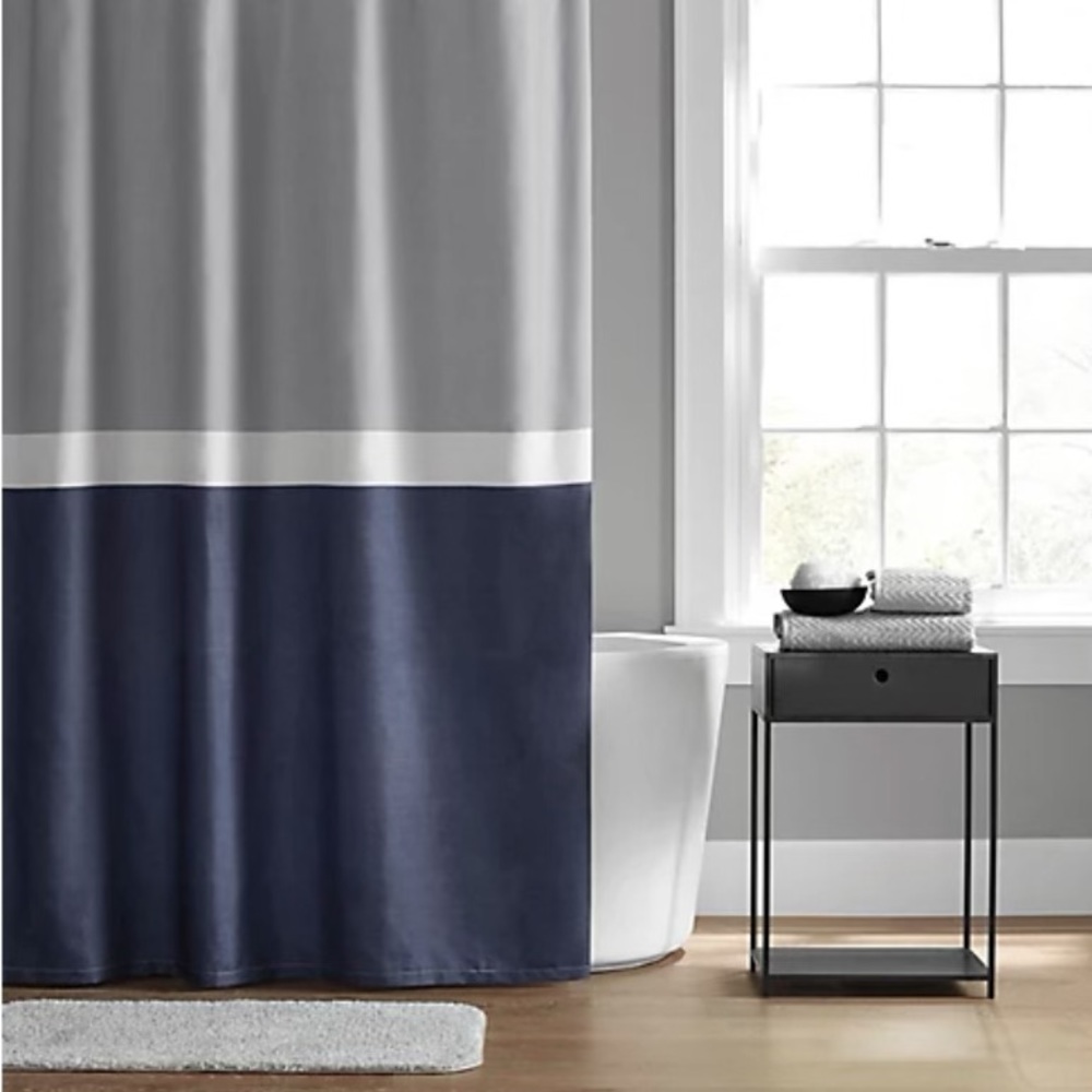 Simply essential shower colorblock stripe stall shower curtain black gray